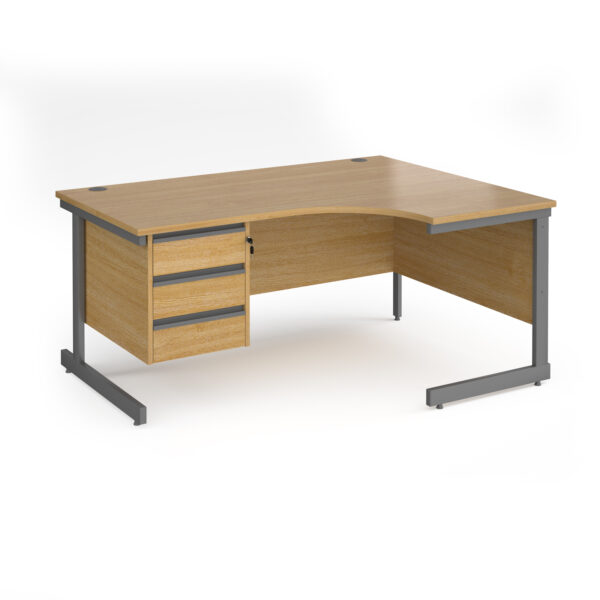 Contract 25 cantilever leg RH ergonomic desk with 3 drawer ped