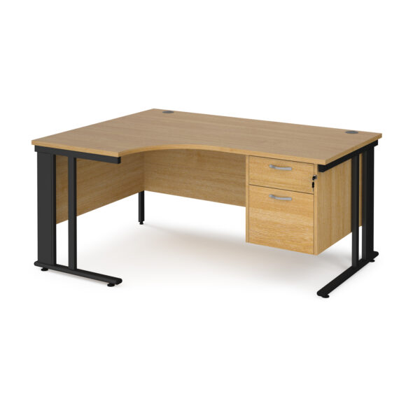 Maestro 25 cable managed left hand ergonomic desk with 2 drawer ped