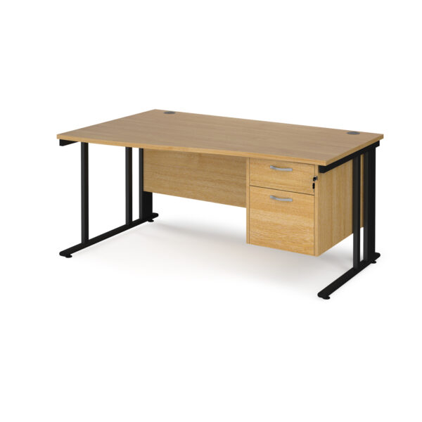 Maestro 25 cable managed left hand wave desk with 2 drawer ped