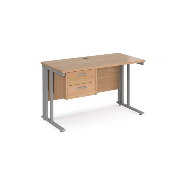 Maestro 25 cable managed 600mm deep desk with 2 drawer ped