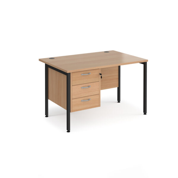 Maestro 25 H-Frame 800mm deep desk with 3 drawer ped