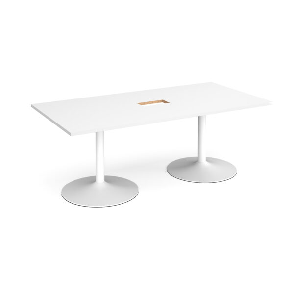 Trumpet base rectangular power ready boardroom table