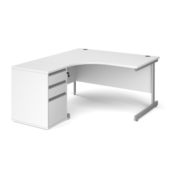 Contract 25 LH ergonomic cantilever desk with desk high pedestal
