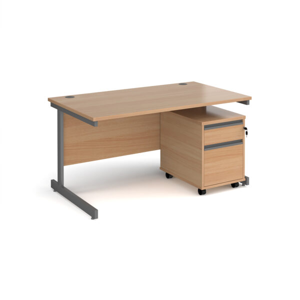 Contract 25 straight cantilever desk with mobile pedestal
