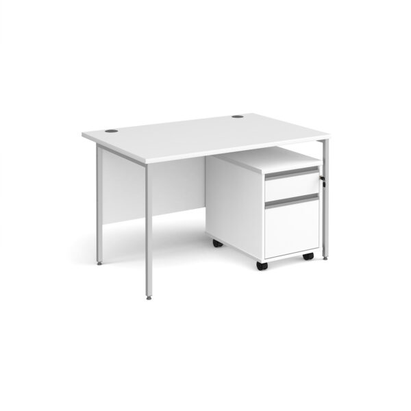 Contract 25 straight H-frame desk with mobile pedestal