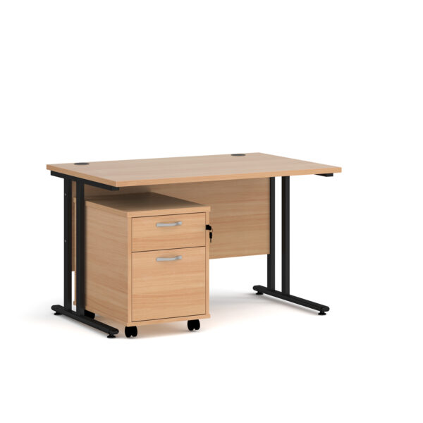 Maestro 25 desk 800mm with 2 drawer pedestal