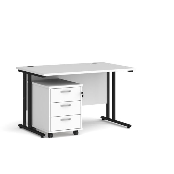 Maestro 25 desk 800mm with 3 drawer pedestal
