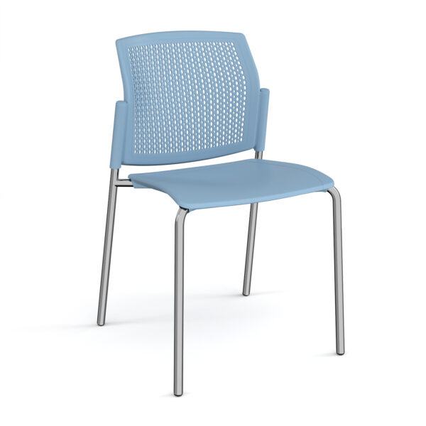 Santana 4 leg stacking chair with plastic seat and perforated back